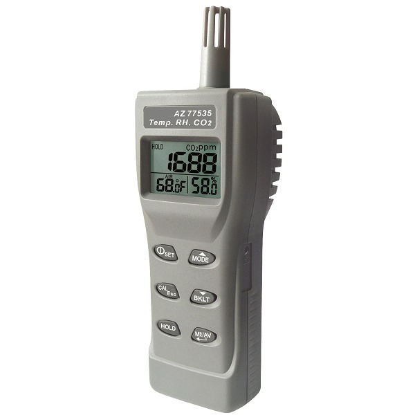 AZ 77535 CO₂ + Temp + RH Meter – front view